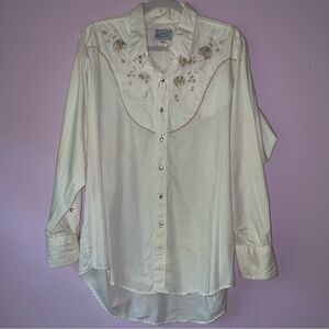 Rockmount Ranch Wear Size XL Western Button Up Top Pastel Floral Embroidered